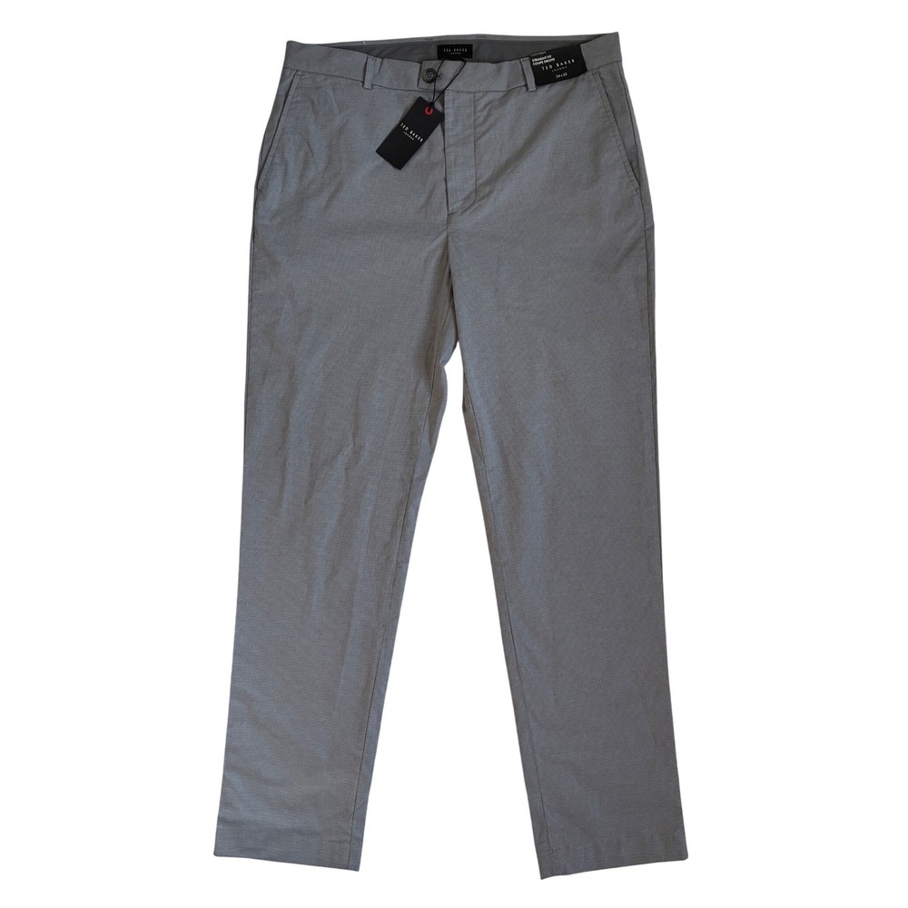 Ted Baker London Mens Straight Leg Pant Ultimate Grey Textured Cotton 34x32‎ NEW